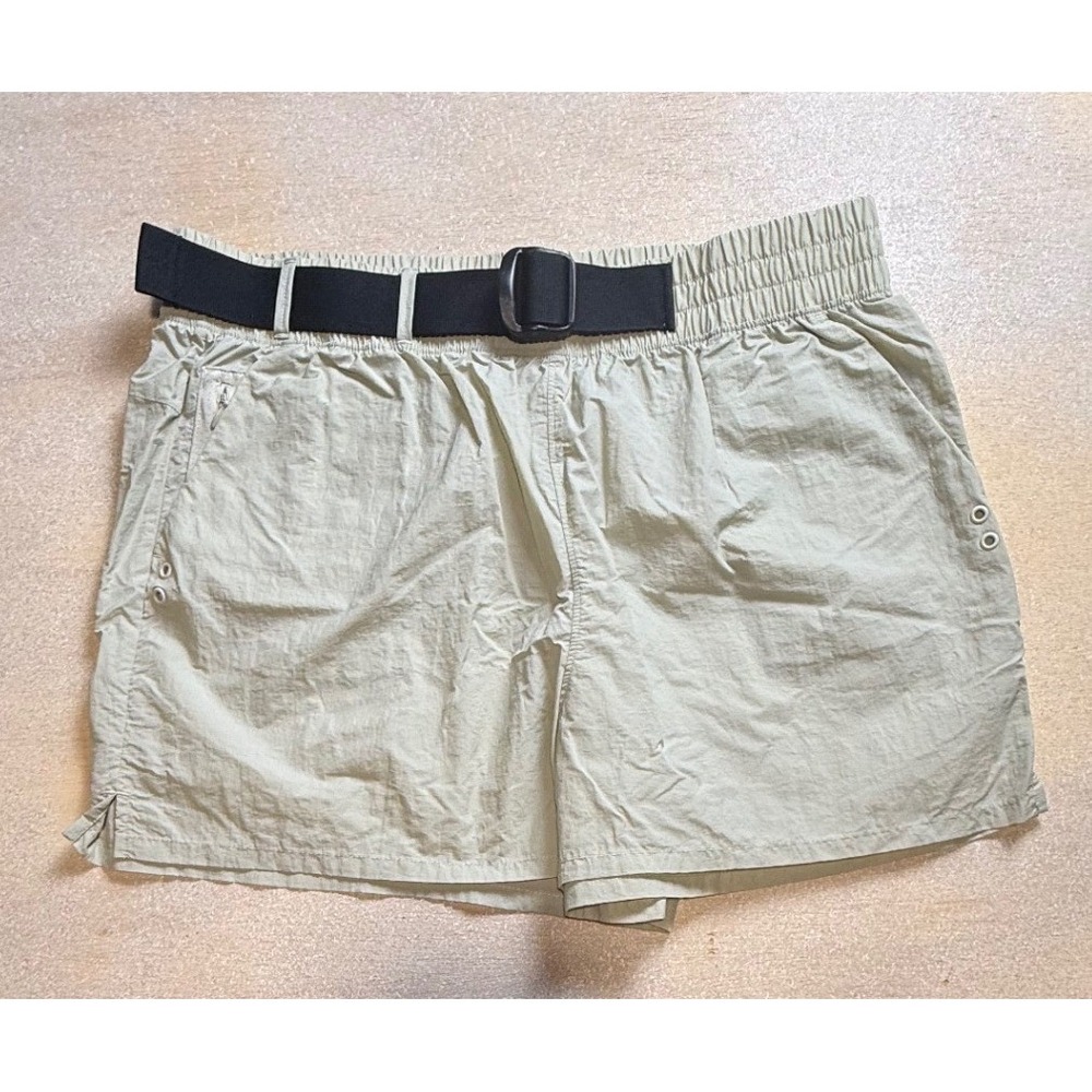 FLX Womens High Rise Belted Utility Shorts Tan Size L Activewear Hiking-2396